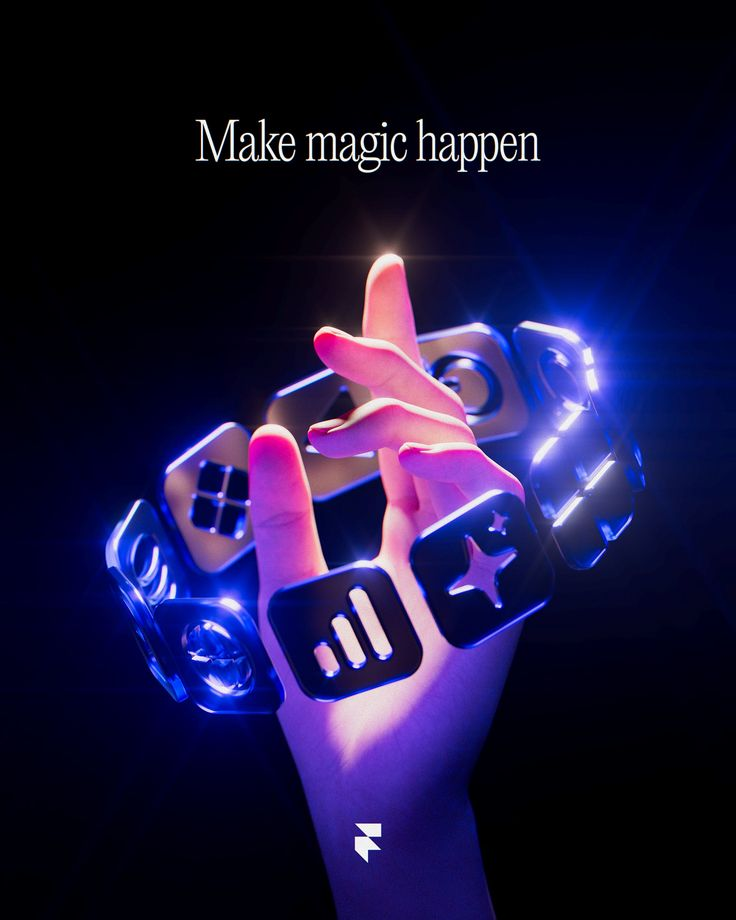 Hand reaching toward ring of app icons